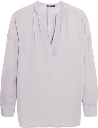 Vince Tipped Contrast silk crepe de chine blouse