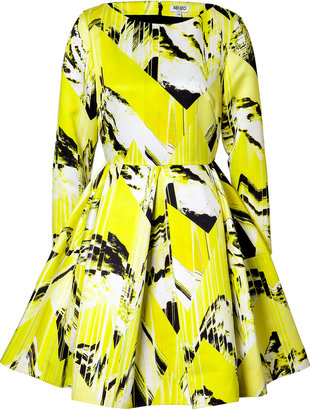 Kenzo Mountain Print Fit and Flare Dress