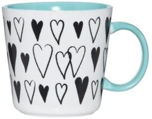 Debenhams Stoneware teal hearts mug