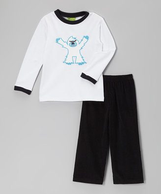 White Snowman Tee & Black Corduroy Pants - Infant & Toddler