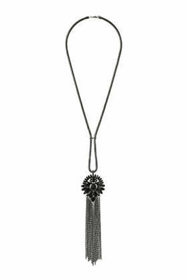 Topshop Womens Stone And Tassel Necklace - Black