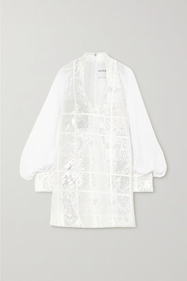 Halpern Sequined Chiffon Mini Dress - White