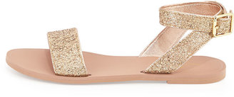 Kate Spade Coney Glitter Ankle-Wrap Sandal, Rose Gold
