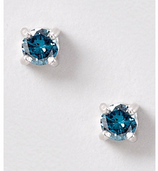 Designs by FMC Sterling Silver 0.5 ct. t.w. Blue Diamond Stud Earrings Boxed