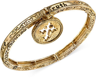 Vatican Gold-Tone Stretch Bangle Bracelet
