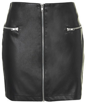 Topshop Womens **Faux Leather Mini Skirt by Goldie - Black