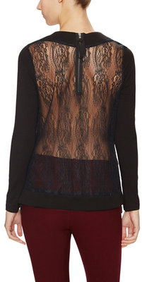 Tracy Reese Embroidered Front Top with Lace Back