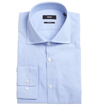 HUGO BOSS blue cotton point collar dress shirt