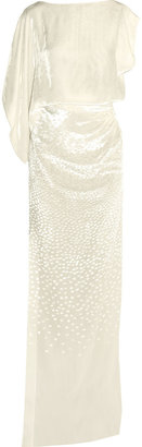 Vionnet Draped velvet and silk-chiffon gown