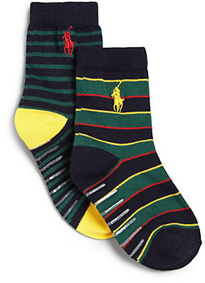 Ralph Lauren Toddler Boy's Stretch Cotton Stripe Socks 2 Pair