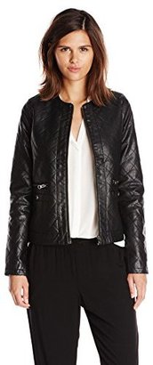 Design History Women's Quilted Faux Leather Jacket