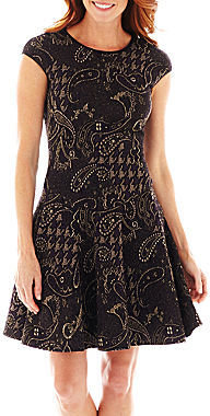 JCPenney Danny & Nicole Short-Sleeve Paisley Print Fit-and-Flare Dress