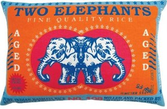 Koko Company Company Rice Two Elephants Decorative Pillow, Multi-Color, Cotton