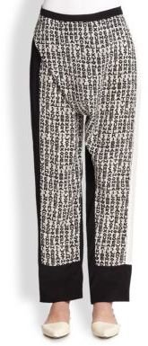 CNC Costume National Typography Print Silk Pants