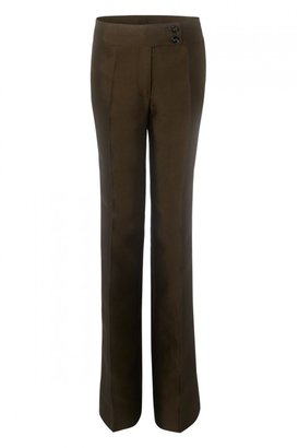 Burberry Cotton Blend Tailored Wide Leg Trousers