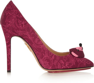 Charlotte Olympia Bear Necessities embellished printed satin pumps