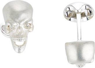 Deakin & Francis Small Skull Cufflinks-Silver