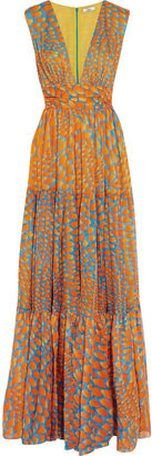 Issa Printed silk-chiffon maxi dress