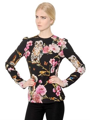 Dolce & Gabbana Floral Printed Stretch Viscose Cady Top