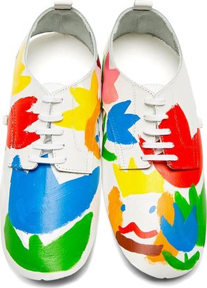Comme des Garcons White Hand-Painted Oxford Style Spats