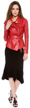 Donna Karan Self Belted Leather Jacket