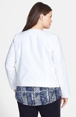 MICHAEL Michael Kors Framed Zip Front Stretch Cotton Jacket (Plus Size)