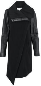 Helmut Lang Women's Wool and Leather Mix Coat Black