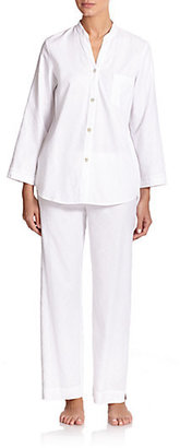 Oscar de la Renta Sleepwear Cotton Jacquard Pajama Set