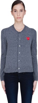 Comme des Garcons Play Charcoal Wool Heart Cardigan