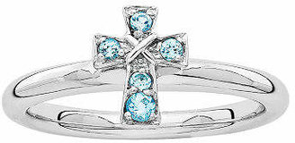 Silver Cross Personally Stackable Genuine Blue Topaz Sterling Stackable Ring Family