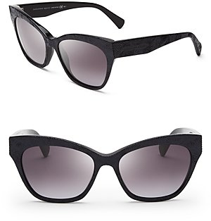 Alexander McQueen Textured Cat Eye Sunglasses