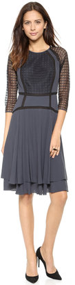 Rebecca Taylor Crepe Dress with Lace Trim