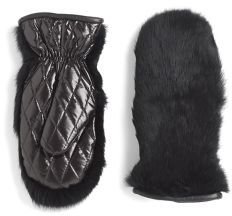 Saks Fifth Avenue Quilted Dyed Rabbit Fur Mittens