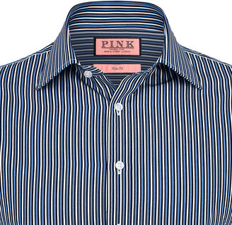 Thomas Pink Canal Stripe Slim Fit Double Cuff Shirt