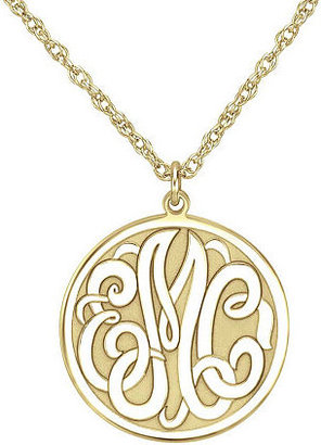 Fine Jewelry Personalized 14K Gold Over Silver 20mm Monogram Round Pendant Necklace