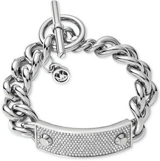 Michael Kors Silver-Tone Pavè Plaque Toggle Bracelet