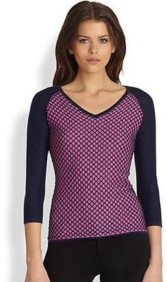 Saks Fifth Avenue Silk-Cashmere Colorblock Honeycomb Pullover