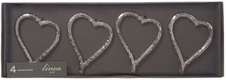Linea Beaten Metal Heart Napkin Ring Set of 4