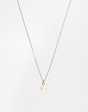 Orelia Carved Rose Short Pendant Necklace - Pale pink