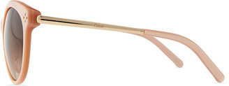 Chloé Boxwood Cat-Eye Sunglasses, Nude