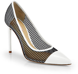 Reed Krakoff Academy Mesh & Patent Leather Cap-Toe Pumps