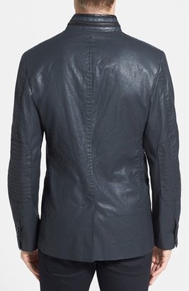Kenneth Cole New York 'Neru' Coated Cotton Blazer with Leather Trim