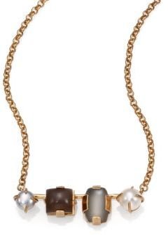 Kelly Wearstler Lupine 5MM-9MM Multicolor Round Pearl & Moonstone Plaque Necklace