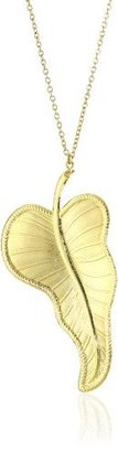 Yochi Design Yochi Gold Plated Textured Leaf Necklace