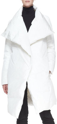 Donna Karan Down Puffer Clutch Coat, White
