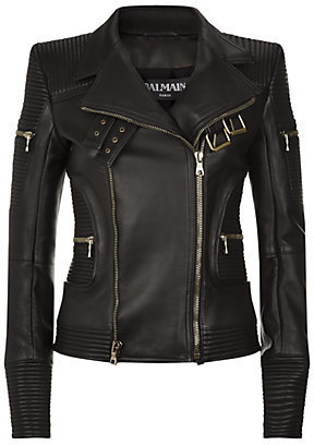 Balmain Ribbed Leather Biker Jacket