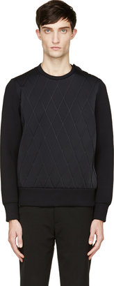 Neil Barrett Black Neoprene Diamond Quilted Sweatshirt