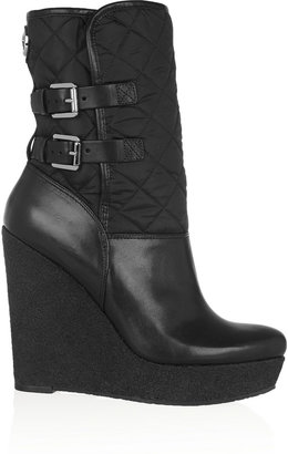 MICHAEL Michael Kors Aaran quilted shell and leather wedge boots
