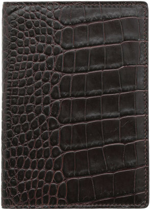 Smythson Dark Brown Mara Leather Passport Cover