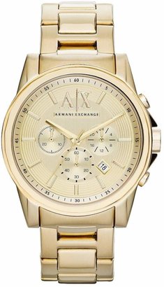 Armani Exchange Gold Chronograph Dial and Gold IP Plated Bracelet Mens Watch